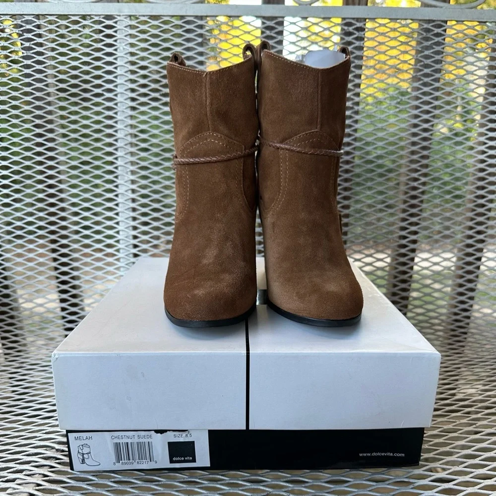 Dolce Vita Melah Chestnut Suede Boots - Picture 2 of 7
